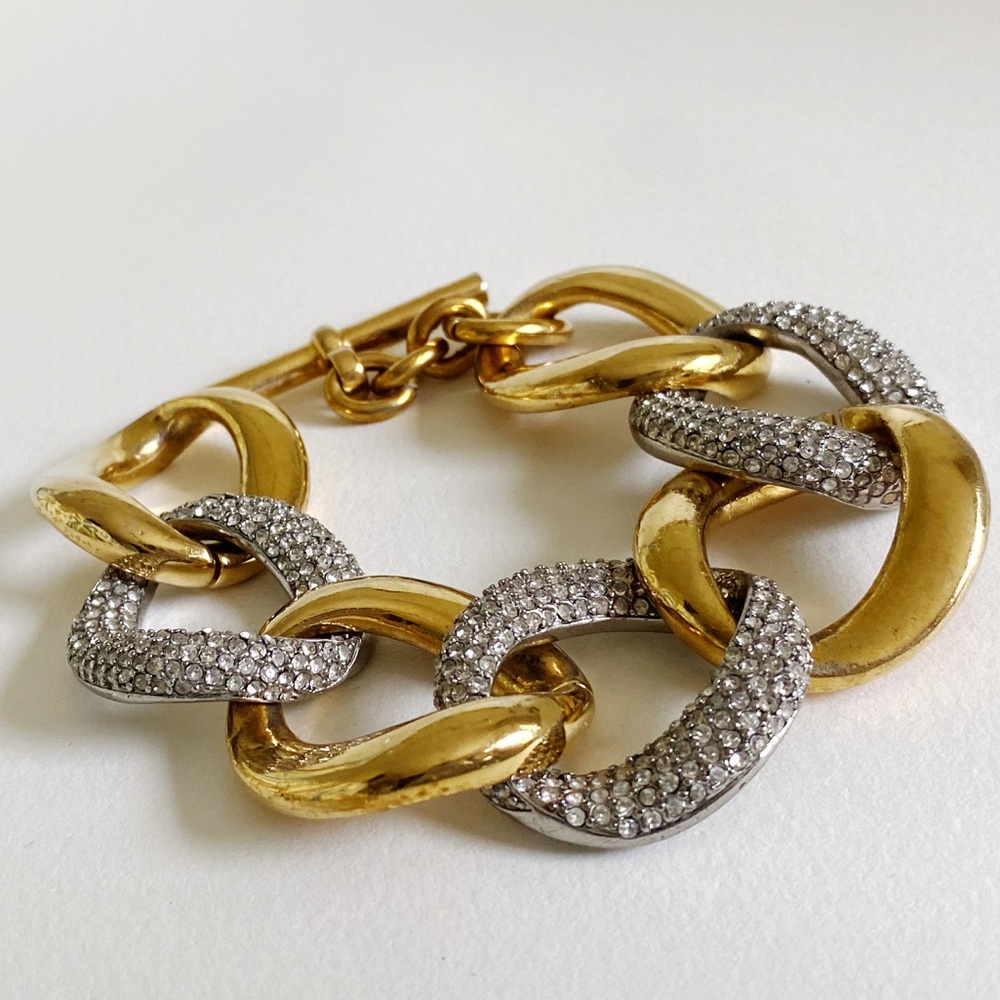 Michael Kors Gold Silver Pave Link Bracelet